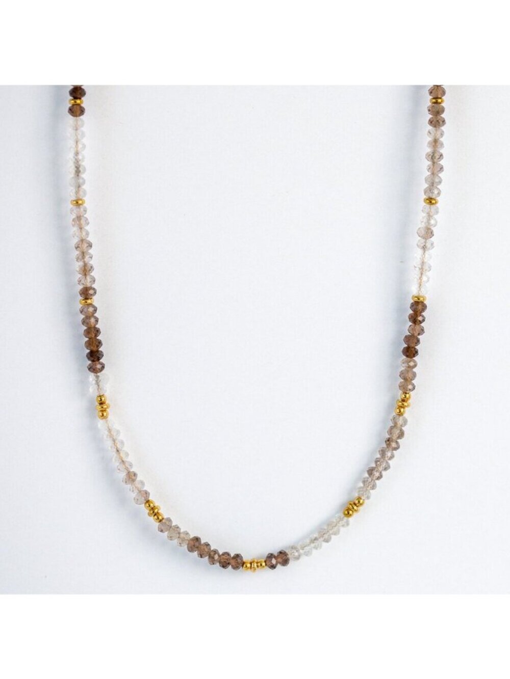 BUNDLE Ombre Smokey Quartz Necklace WATERPROOF gold & Bracelet SET Fall colors